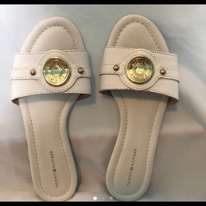 White leather sandals